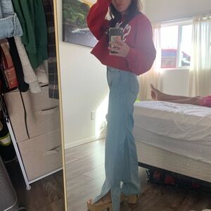 Jeans with a slit at bottom